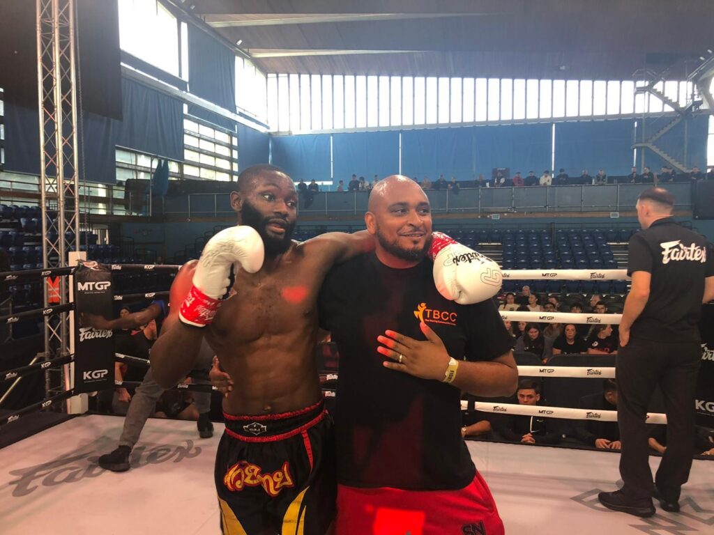 Daniel 'SOLDIER' Amoakoh in the ring at the Muaythai Grand Prix