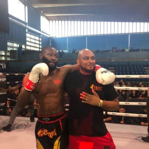 Daniel 'SOLDIER' Amoakoh in the ring at the Muaythai Grand Prix