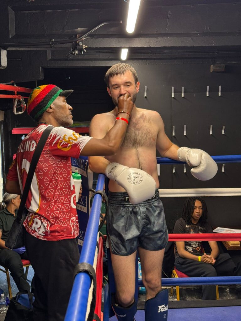 Fighter in ring corner