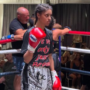 Yasmin Ahmed in the ring for her fight against Jodie Cherubini