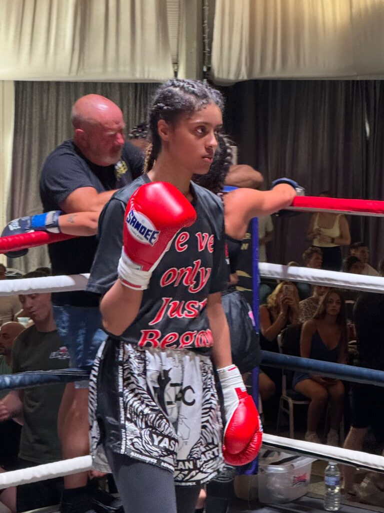 Yasmin Ahmed in the ring for her fight against Jodie Cherubini