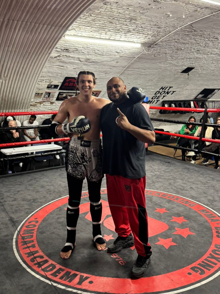 Shazhaib with headcoach Khru Sam for his 5 round N Class bout