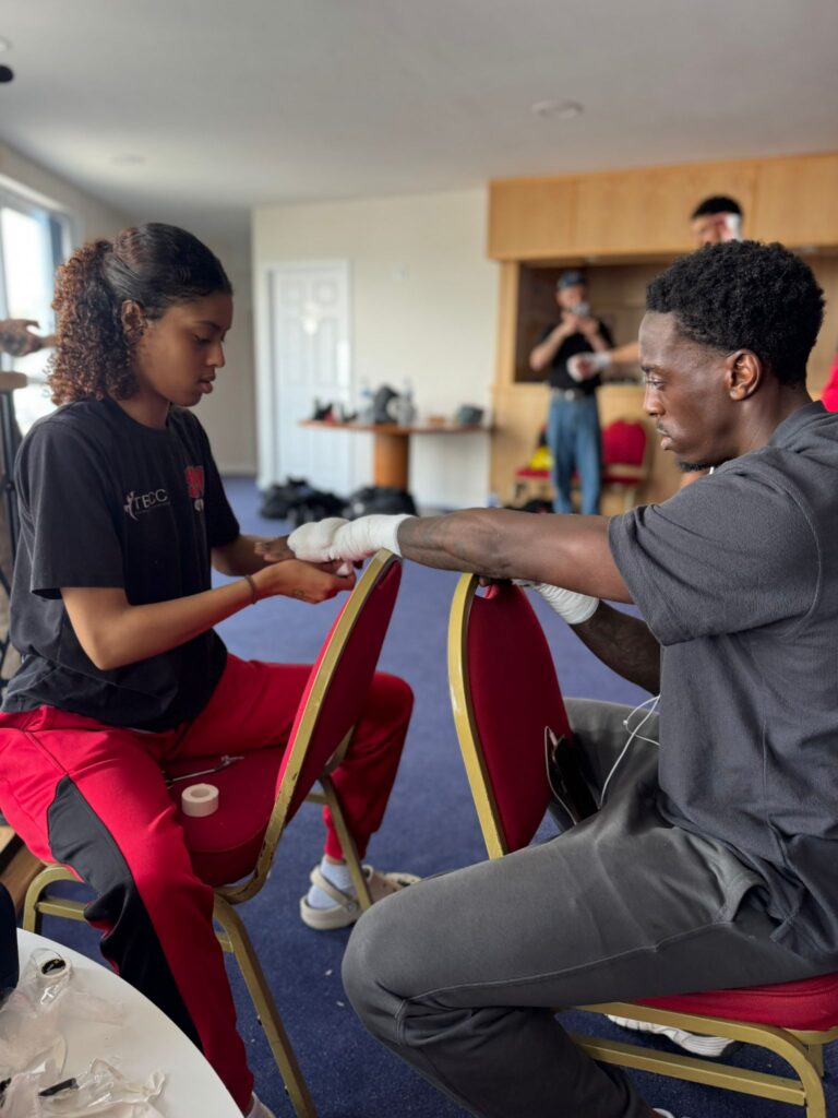 Dylan Lita preparing for his K-1 debut fight with team mate Yasmin