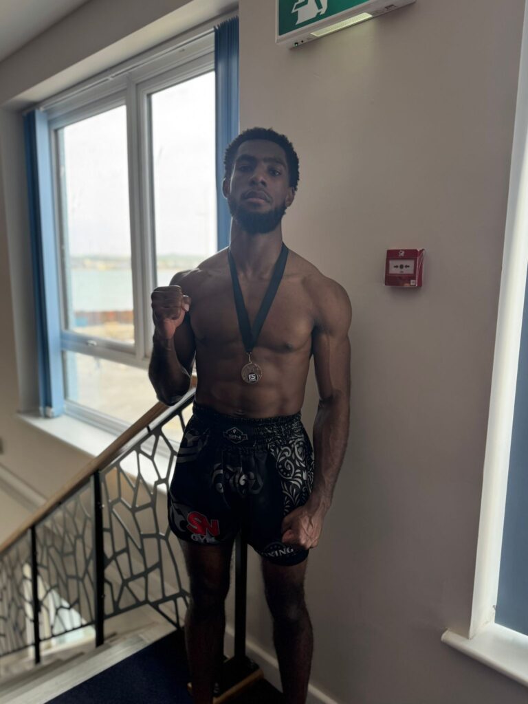 Nathan Lewis after his victory Muay Thai rules win